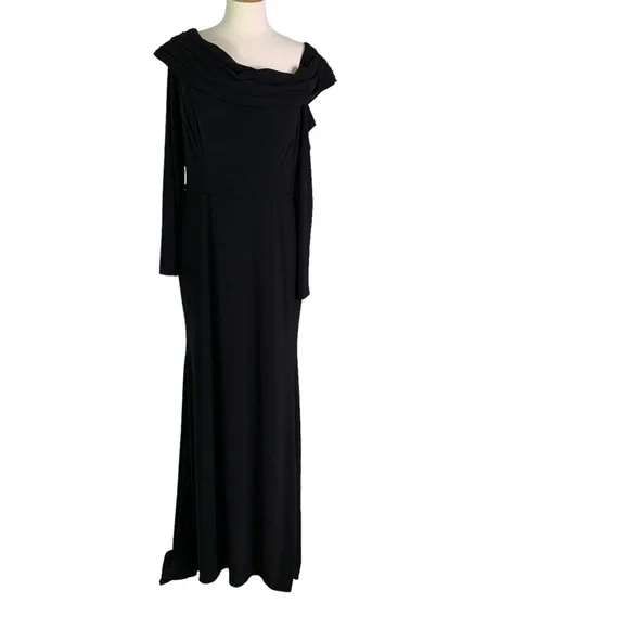 MAC DUGGAL IEENA Drop Shoulder Long Sleeve Column Formal Gown Black Size 14 NWT - Picture 4 of 12